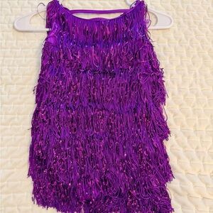 Weissman Girls Sparkling Purple Fringe Dress